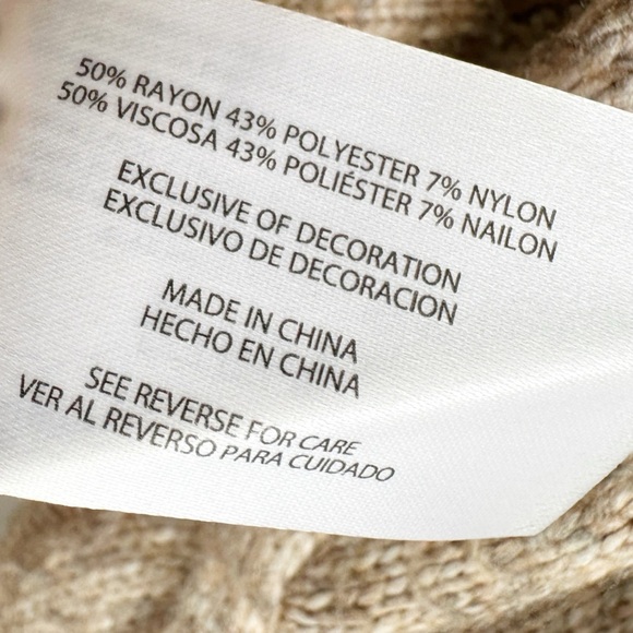 Banana Republic Cable Knit Sweater Tan Heathered Color Size Medium Warm Cozy - Picture 7 of 7